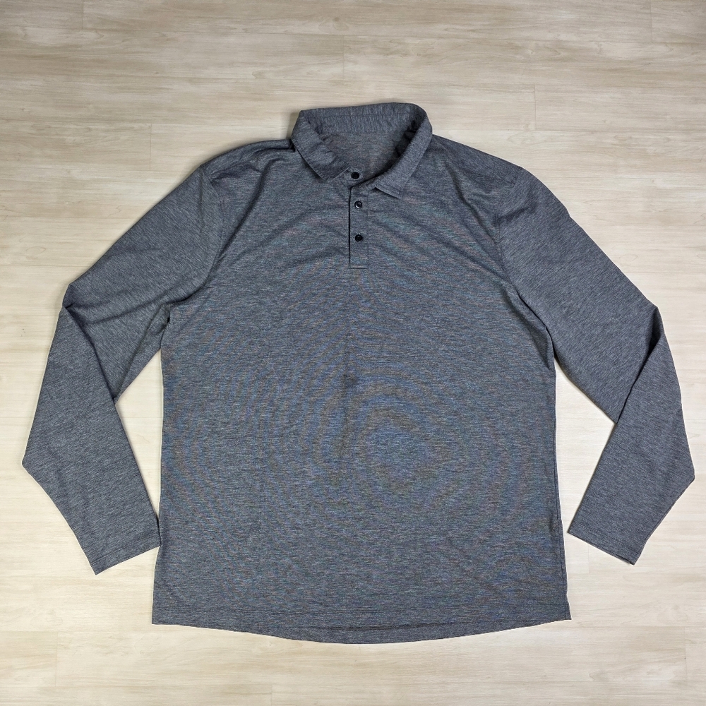 Lululemon Polo Shirt Evolution Long Sleeve Gray Golf Stretch Size XXL